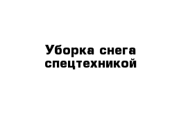 Уборка снега спецтехникой 